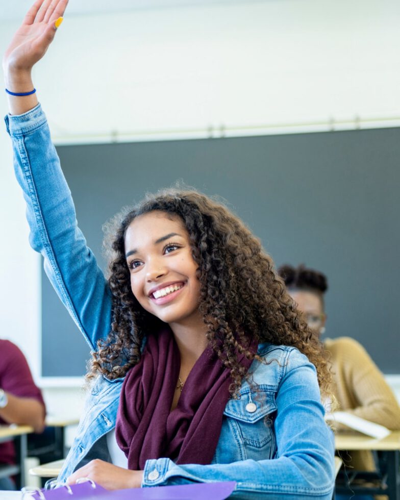 education student hand raised