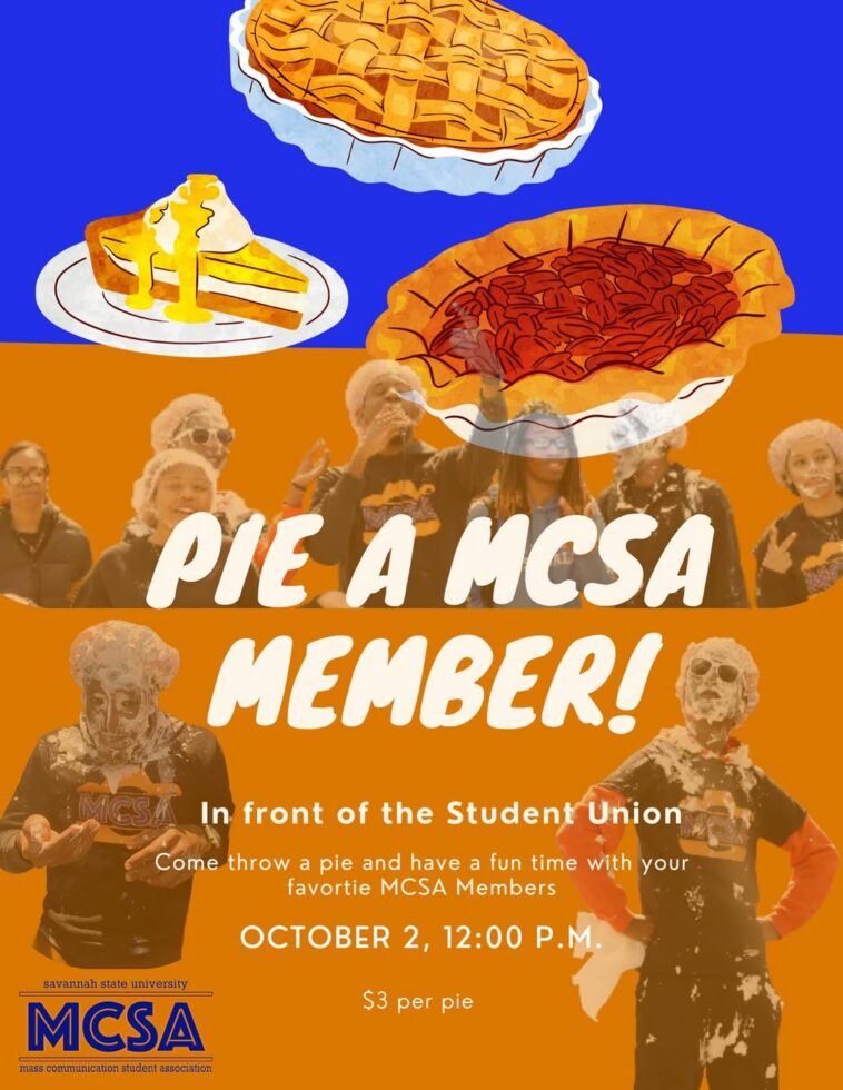 🥧💥 today’s the day! 💥🥧come throw a pie at your favorite mcsa members 😅 in front of the stud