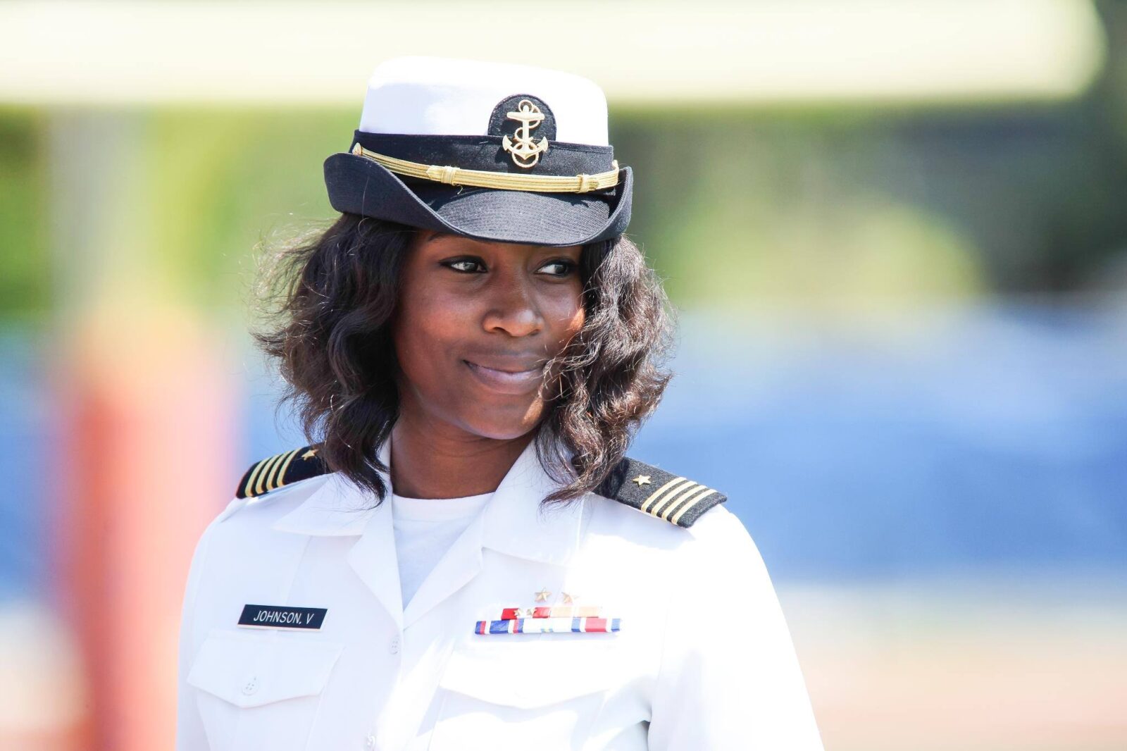 savannah state military navy woman smiling dress